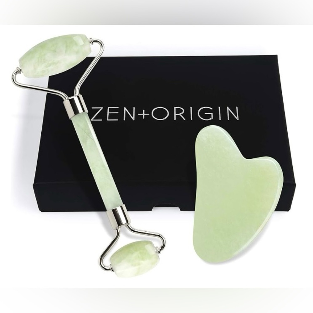 NIB Zen + Origin Premium Jade Roller and Gua Sha Set